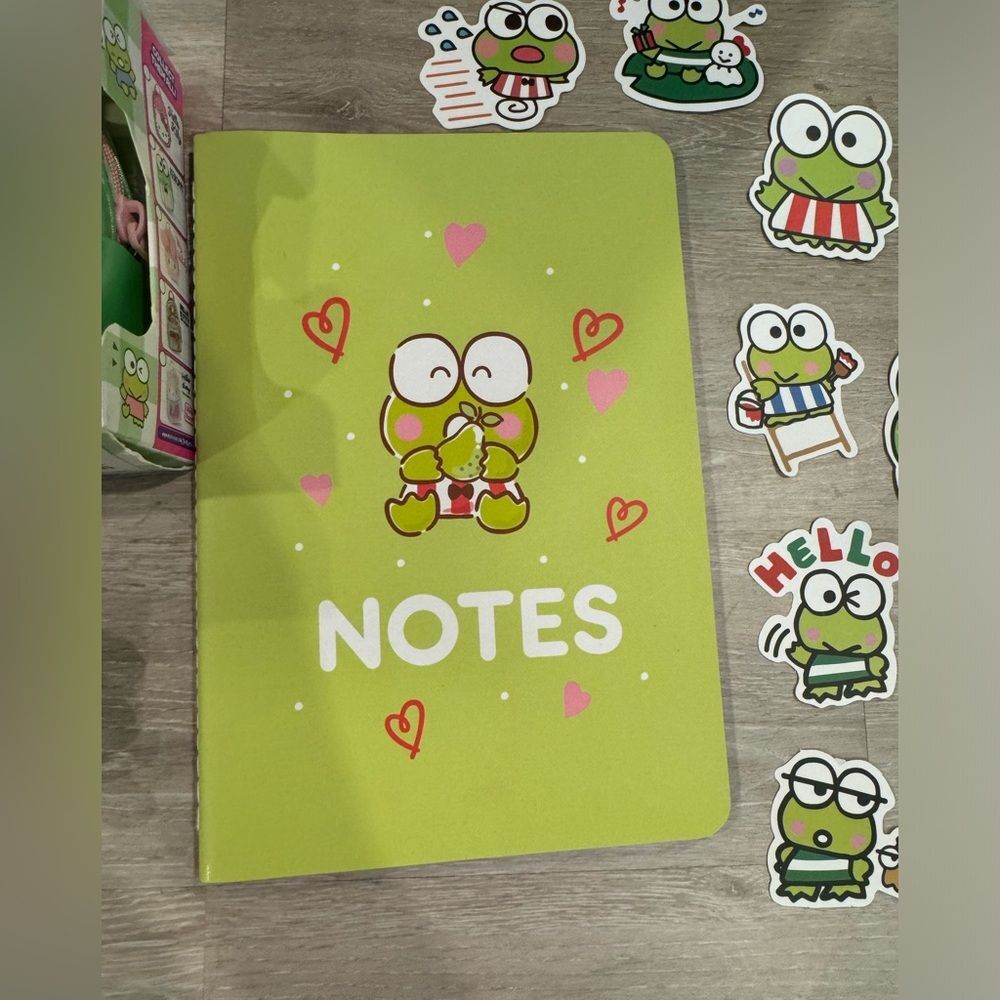 Sanrio Keroppi: Mini Bag with Stationary Set, Bag Charm, Notebook, Stickers NEW - Picture 4 of 7